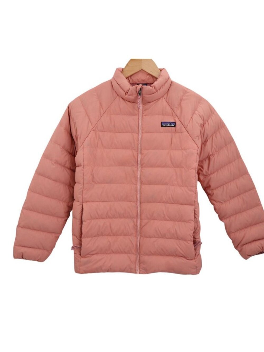Patagonia Girls Down Sweater Jacket Size Large Pink Full Zip Puffer Outerwear - Picture 2 of 16